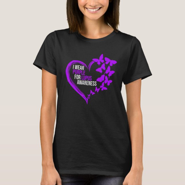 T-shirt Coeur papillon violet Nous Portons Violet Lupus La (Devant)