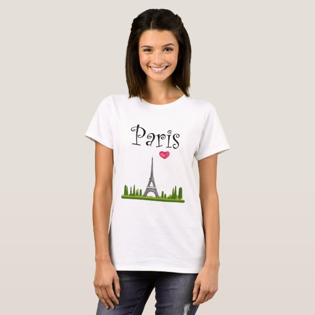 T-shirt Coeur Paris avec la Tour Eiffel (Devant entier)