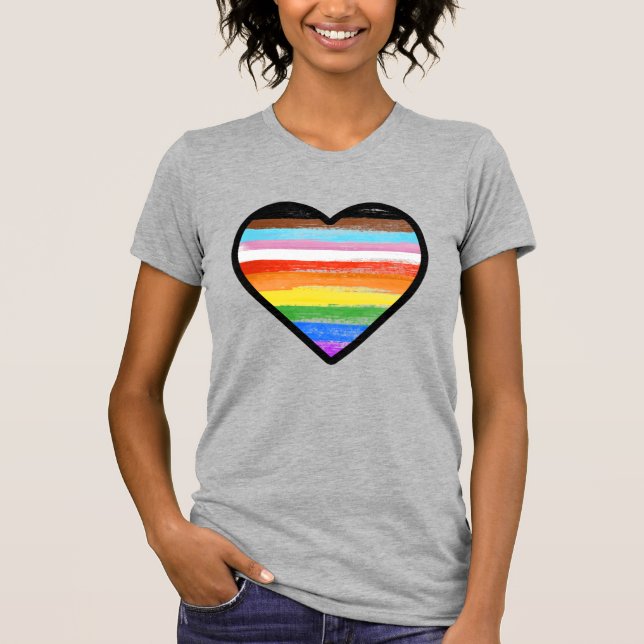 T-shirt Cœur peint de la fierté progressiste (Devant)