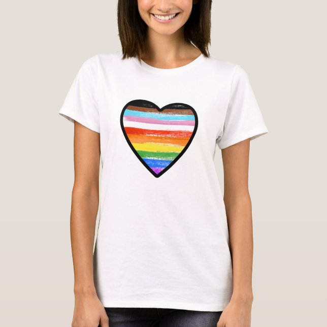 T-shirt Cœur peint de la fierté progressiste (Devant)