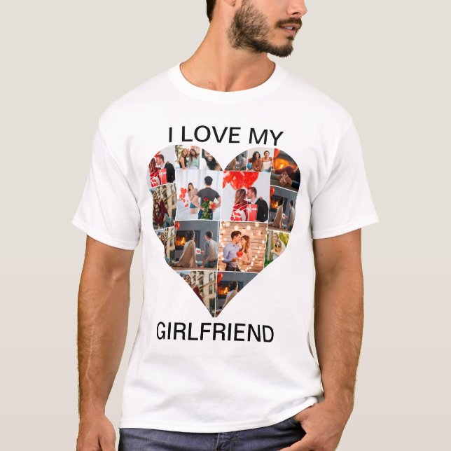 T-shirt Coeur personnalisé 16 photo collage J'aime ma peti (Devant)