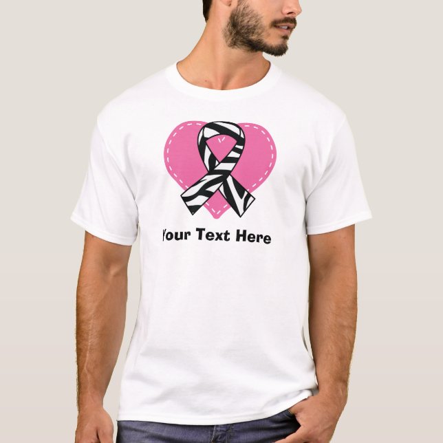 T-shirt Coeur personnalisé de ruban de zèbre (Devant)