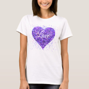 T-shirt Coeur pétillant pourpre, parties scintillant d'amo