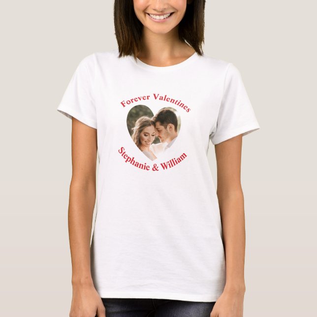 T-shirt Coeur photo couple romantique personnalisé (Devant)