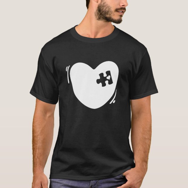 T-shirt Coeur pièce manquante pour mère fille jumelage (Devant)