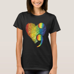 T-shirt Cœur Point-virgule Suicide Santé Mentale Sensibili