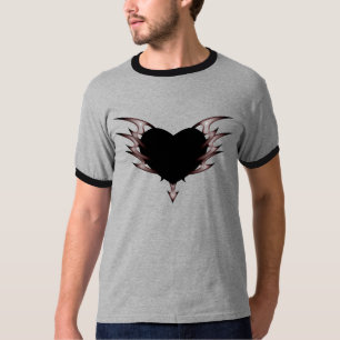 T-shirt coeur pointu. noir&gris.