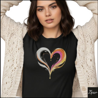 T-shirt Cœur Pop Art Tourbillon Glossy Abstrait