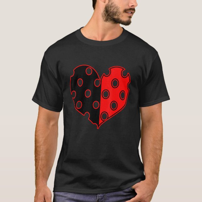 T-shirt Coeur Pot en NOIR ET ROUGE (Devant)