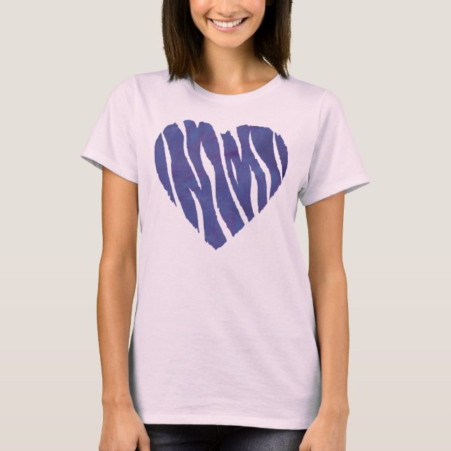 T-shirt Coeur pourpre Poster de animal Zebra (Devant)