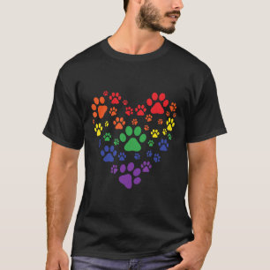 T-shirt COEUR Rainbow Chien Amour Empreintes de pattes, Ga