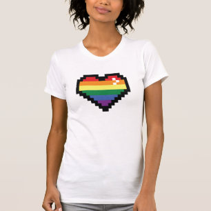 T-shirt Coeur Rainbow Pixel