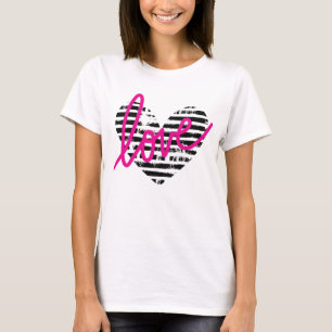 T-shirt Cœur rayé dessin d'amour