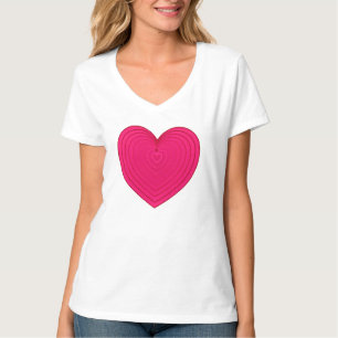 T-shirt Coeur rayonnant satiné en rose Fuchsia / Magenta