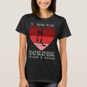 T-shirt Coeur Rétro J'Aime Bordure Collie Pour Filles Vale