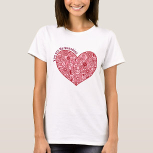 T-shirt Cœur romantique des fleurs Tu es mon soleil