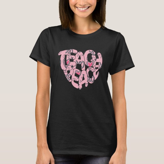 T-shirt Coeur rose Apprendre Paix Amour Inspiration Thé Hi (Devant)