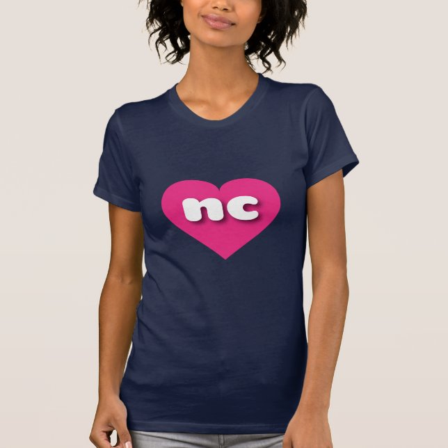 T-shirt Coeur rose chaud de Caroline du Nord - J'aime nc (Devant)