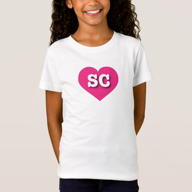 T-Shirt Coeur rose chaud de Caroline du Sud - J'aime SC (Devant)