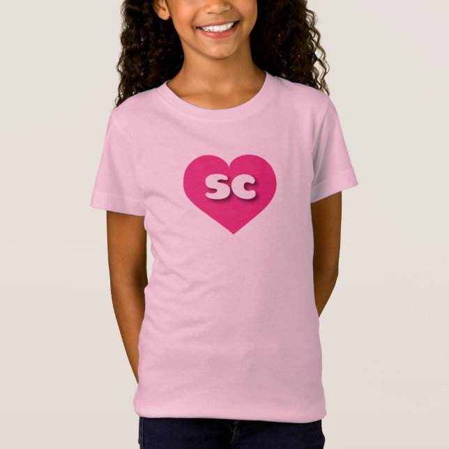 T-Shirt Coeur rose chaud de Caroline du Sud - J'aime sc (Devant)