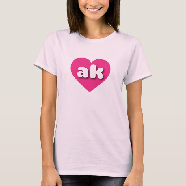T-shirt Coeur rose chaud de l'Alaska - I love ak (Devant)