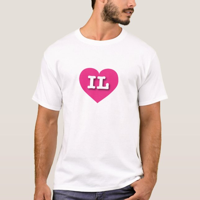 T-shirt Coeur rose chaud de l'Illinois - I love IL (Devant)