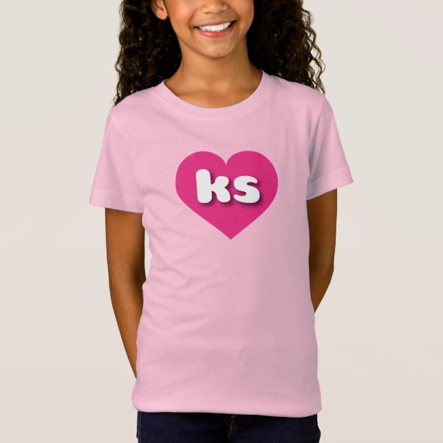 T-Shirt Coeur rose chaud du Kansas - J'aime ks (Devant)