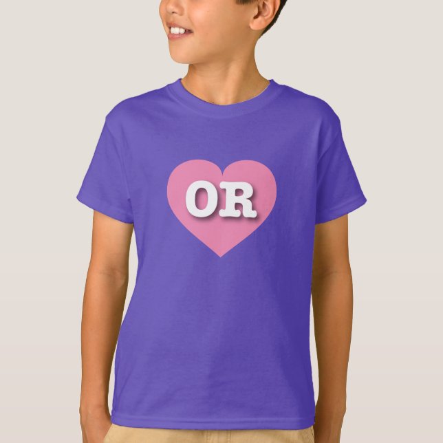 T-shirt Coeur rose de l'Oregon - J'aime OU (Devant)