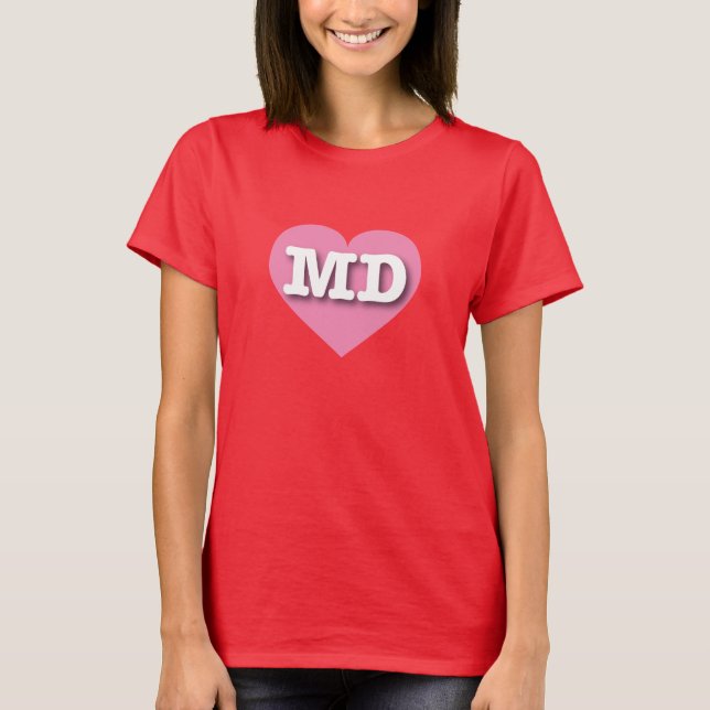 T-shirt Coeur rose du Maryland - J'aime MD (Devant)