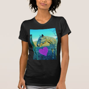 T-shirt Coeur rose et Cheval jaune
