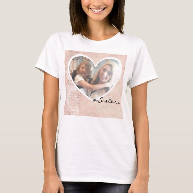 T-Shirt Coeur Rose Forme Insertion Photo (Devant)