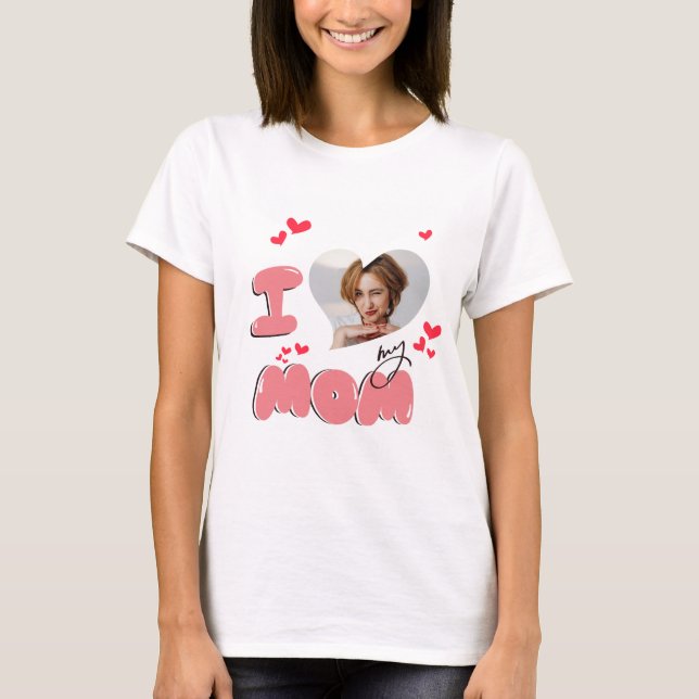 T-shirt Coeur rose mignon J'aime ma MOM Photo (Devant)