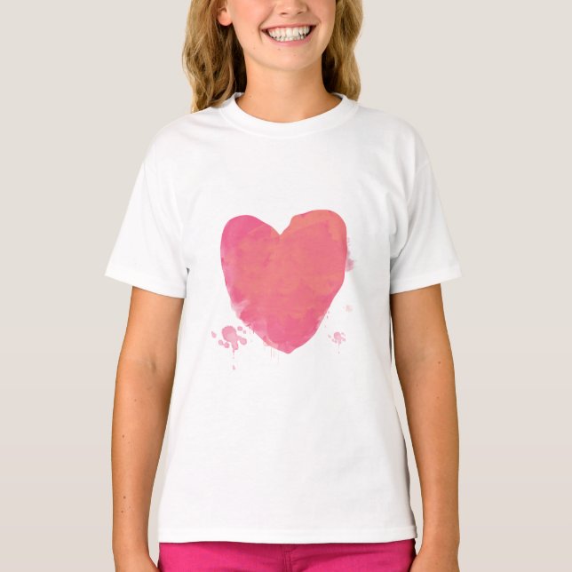 T-shirt Coeur rose mou (Devant)