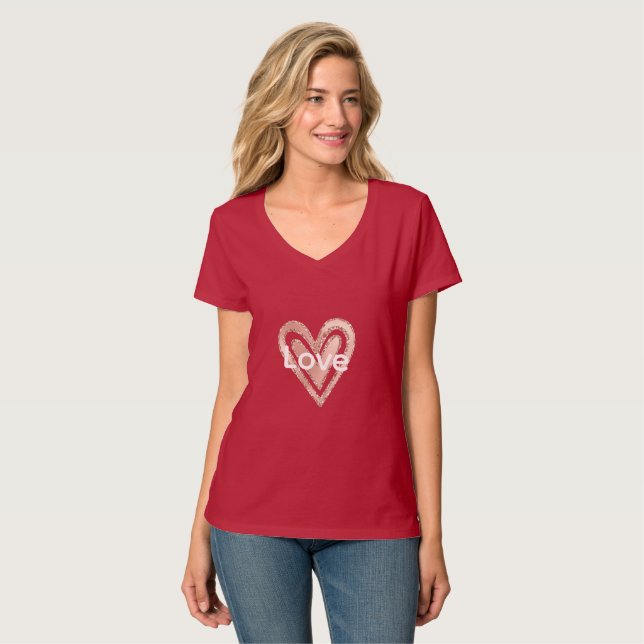 T-shirt Coeur rose pâle (Devant entier)
