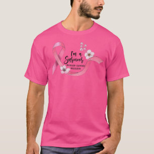 T-shirt Coeur rose Ruban Je suis un survivant Cancer du se