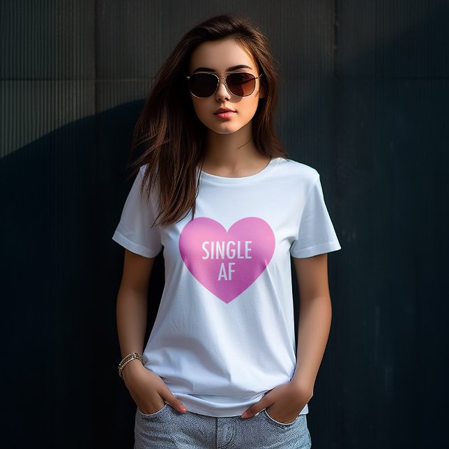 T-shirt Coeur rose "Single AF" Funny Anti Valentines Day (Créateur téléchargé)