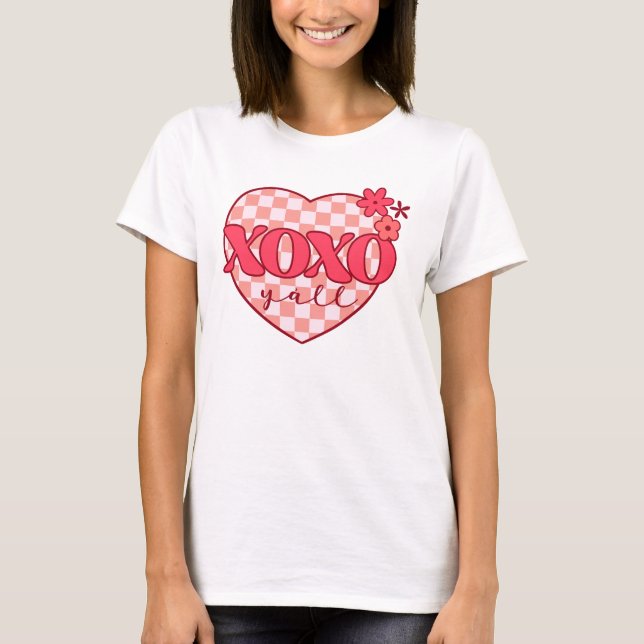 T-shirt Coeur rose Xoxo Hugs et baisers (Devant)