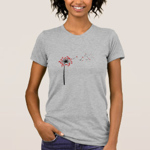 T-shirt Cœur Rouge Dandelion Fantaisie Nature Graphique