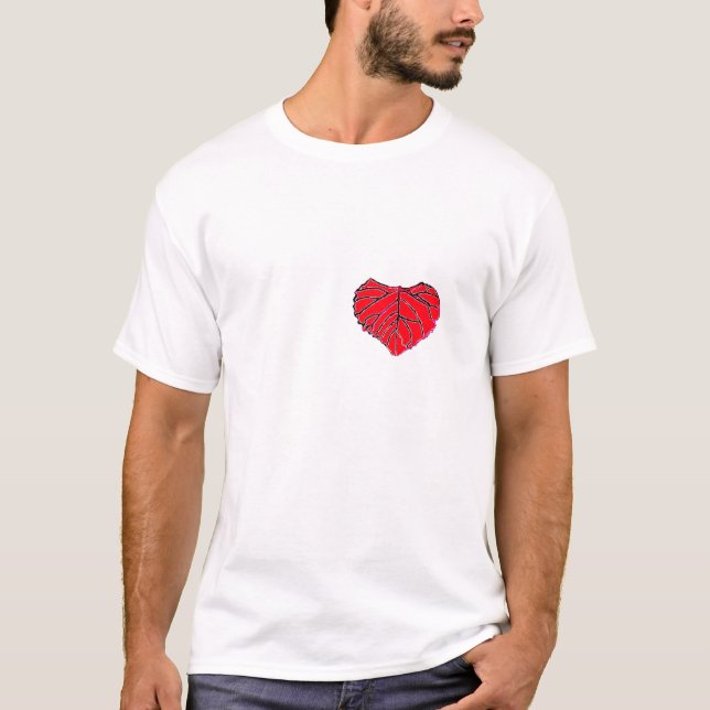 T-shirt Coeur rouge de feuille (Devant)