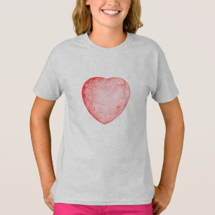 T-shirt Coeur rouge de fractale abstraite lumineuse, coeur