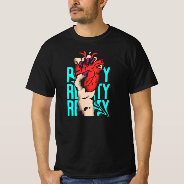 T-shirt Cœur rouge et bleu (Devant)