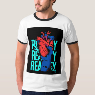 T-shirt Coeur rouge et bleu Design