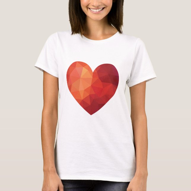 T-shirt Coeur rouge géométrique moderne (Devant)