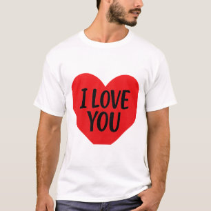 T-shirt Cœur Rouge “JE T'AIME” – Conception Minimaliste Ro