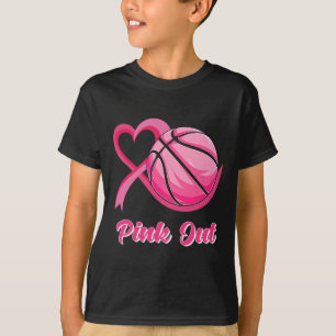 T-shirt Coeur Ruban Basketball Rose Out Cancer du sein Awa