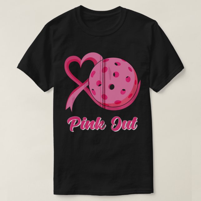 T-shirt Coeur Ruban Pickleball Pink Out Cancer du sein Awa (Design devant)