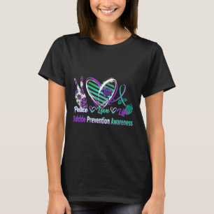 T-shirt Coeur Ruban Rose Paix Amour Santé mentale Suicide