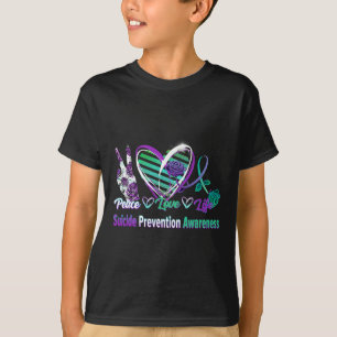 T-shirt Coeur Ruban Rose Paix Amour Santé mentale Suicide