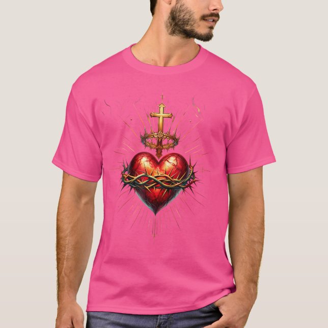 T-shirt Coeur Sacré De Jésus Foi De Dévotion Catholique (Devant)