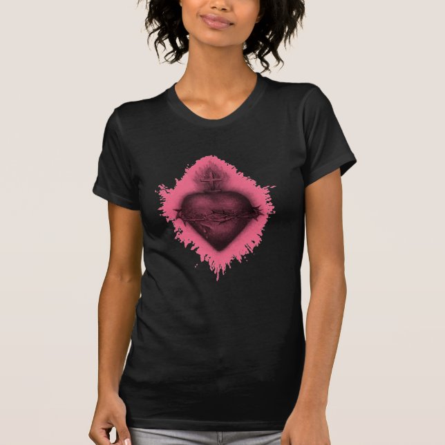 T-shirt Coeur sacré rose (Devant)